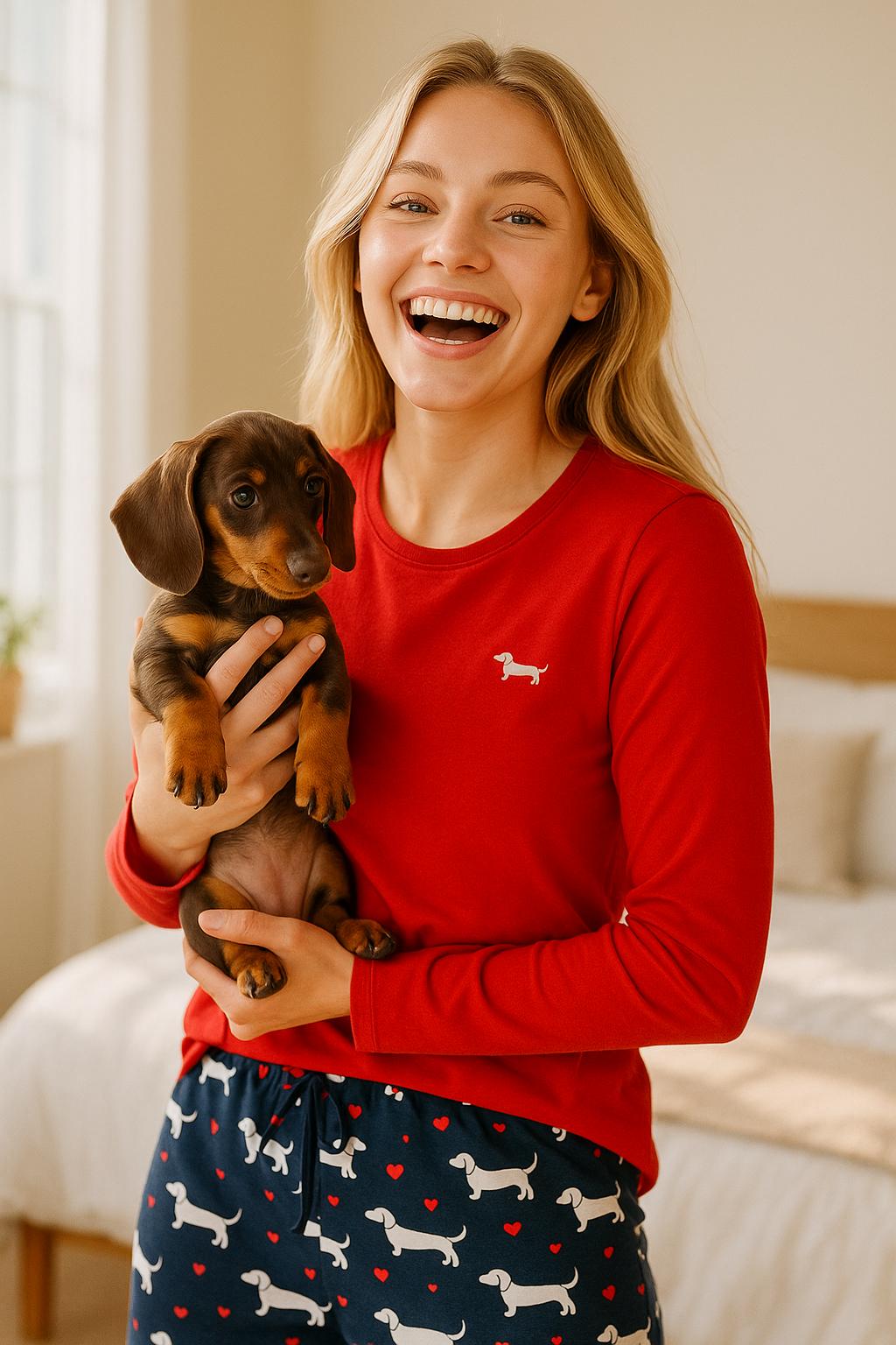 Pyjama mit Dackelmotiven