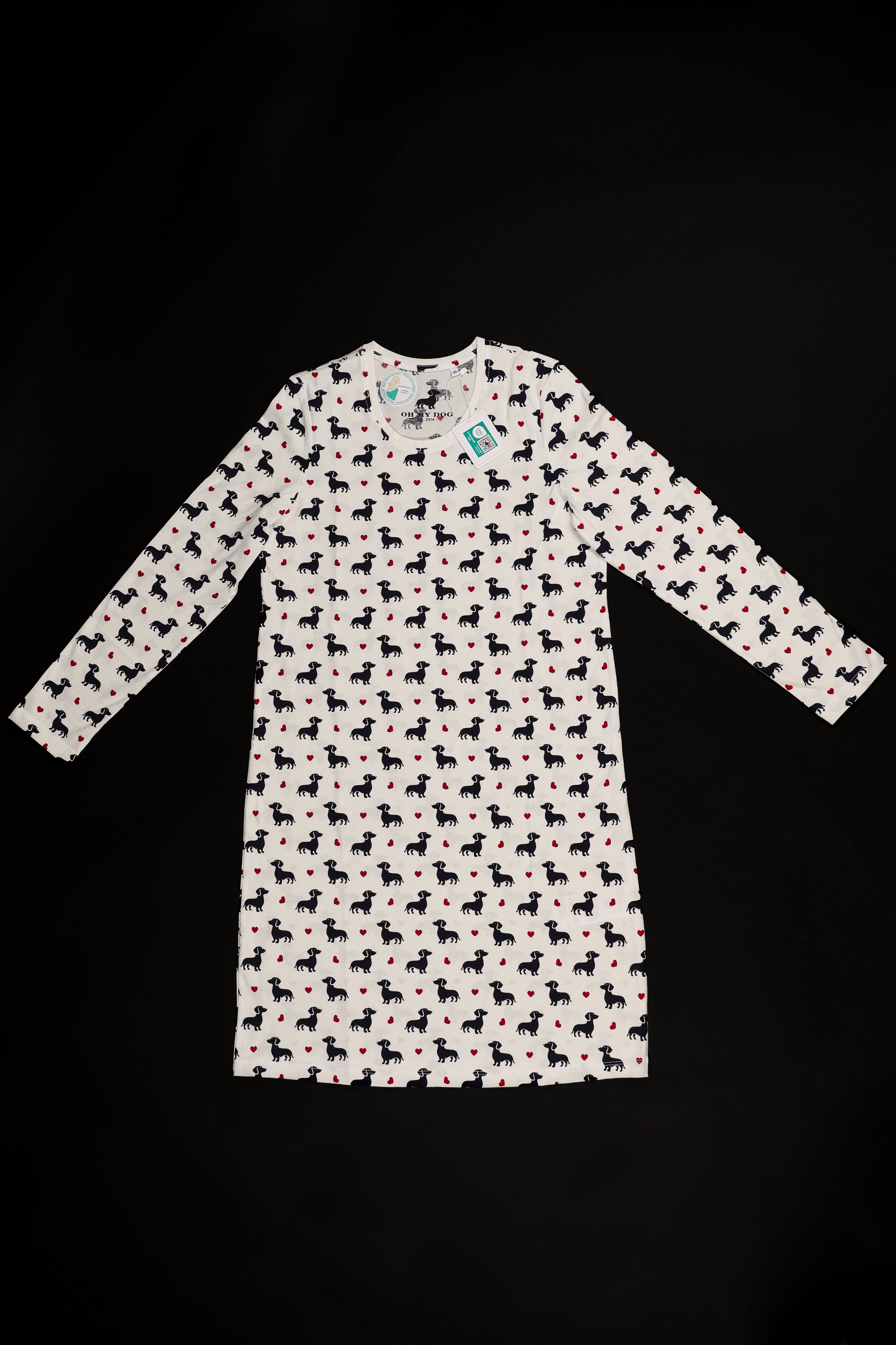 Sleep Shirt mit Dackelmotiven Langarm